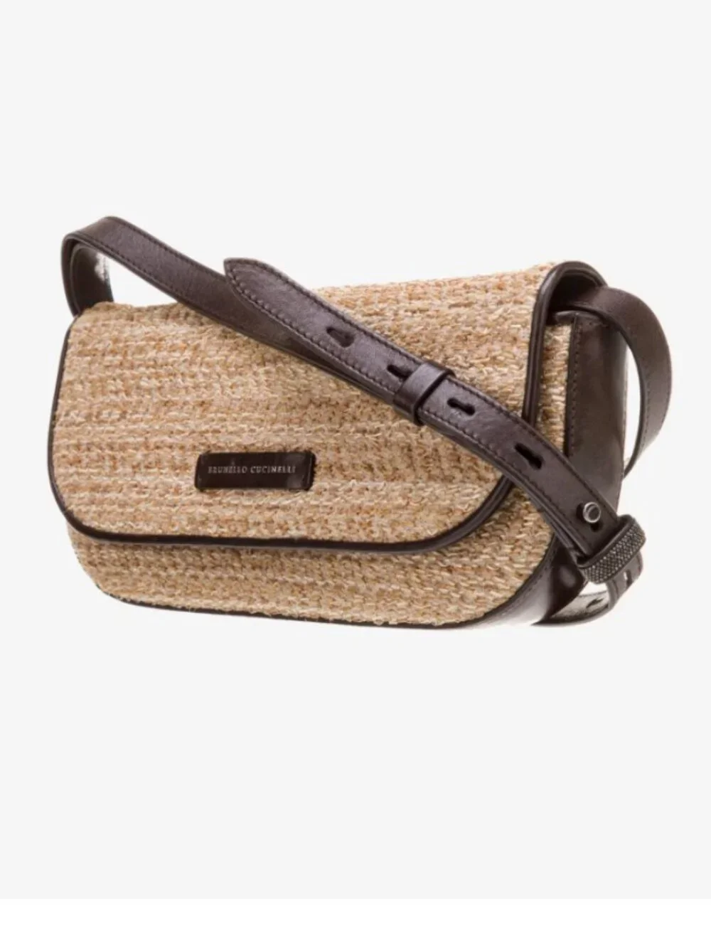 $1490 NEW Brunello Cucinelli Raffia Shoulder Bag
